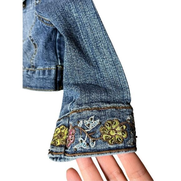 Vintage‎ Crest Jeans Cropped Embroidered Denim Jacket Size 4 - Picture 3 of 8